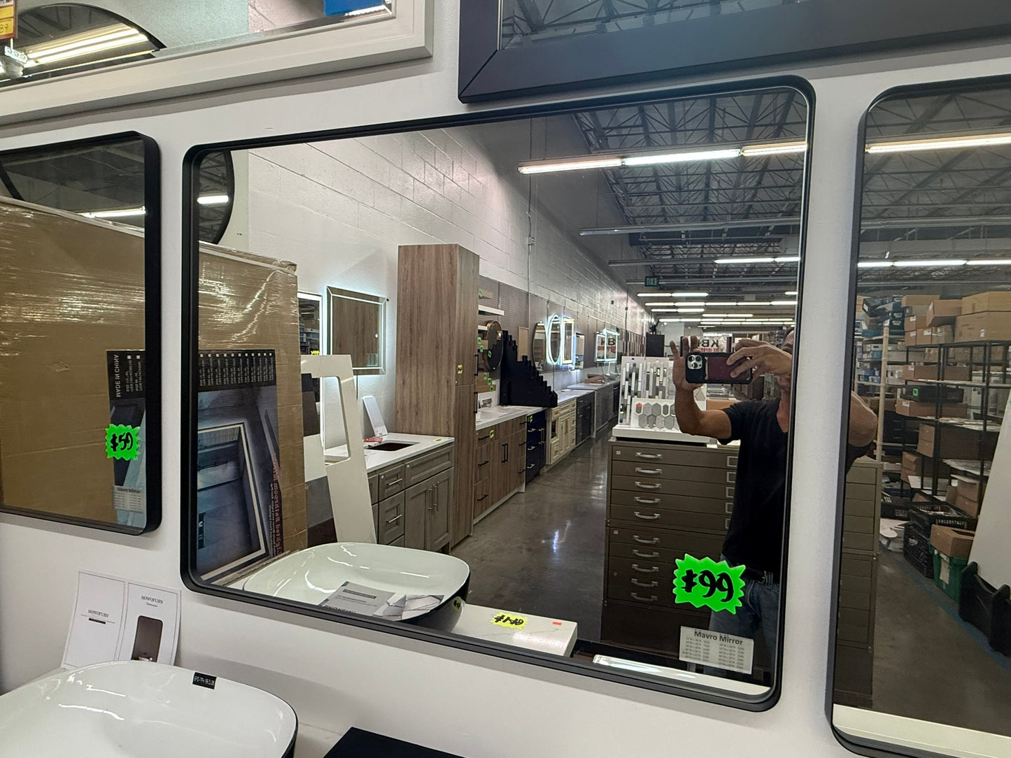 [CLEARANCE] 55x30" Mavro Mirror with Black Aluminum Frame and Tempered Glass
