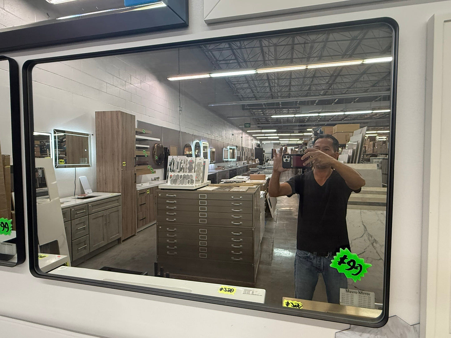 [CLEARANCE] 55x30" Mavro Mirror with Black Aluminum Frame and Tempered Glass