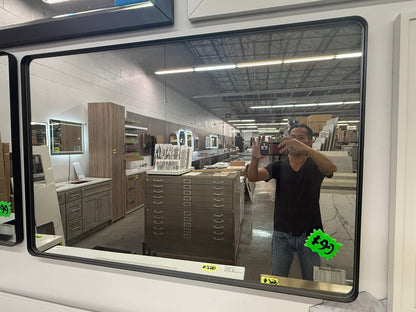 [CLEARANCE] 55x30" Mavro Mirror with Black Aluminum Frame and Tempered Glass