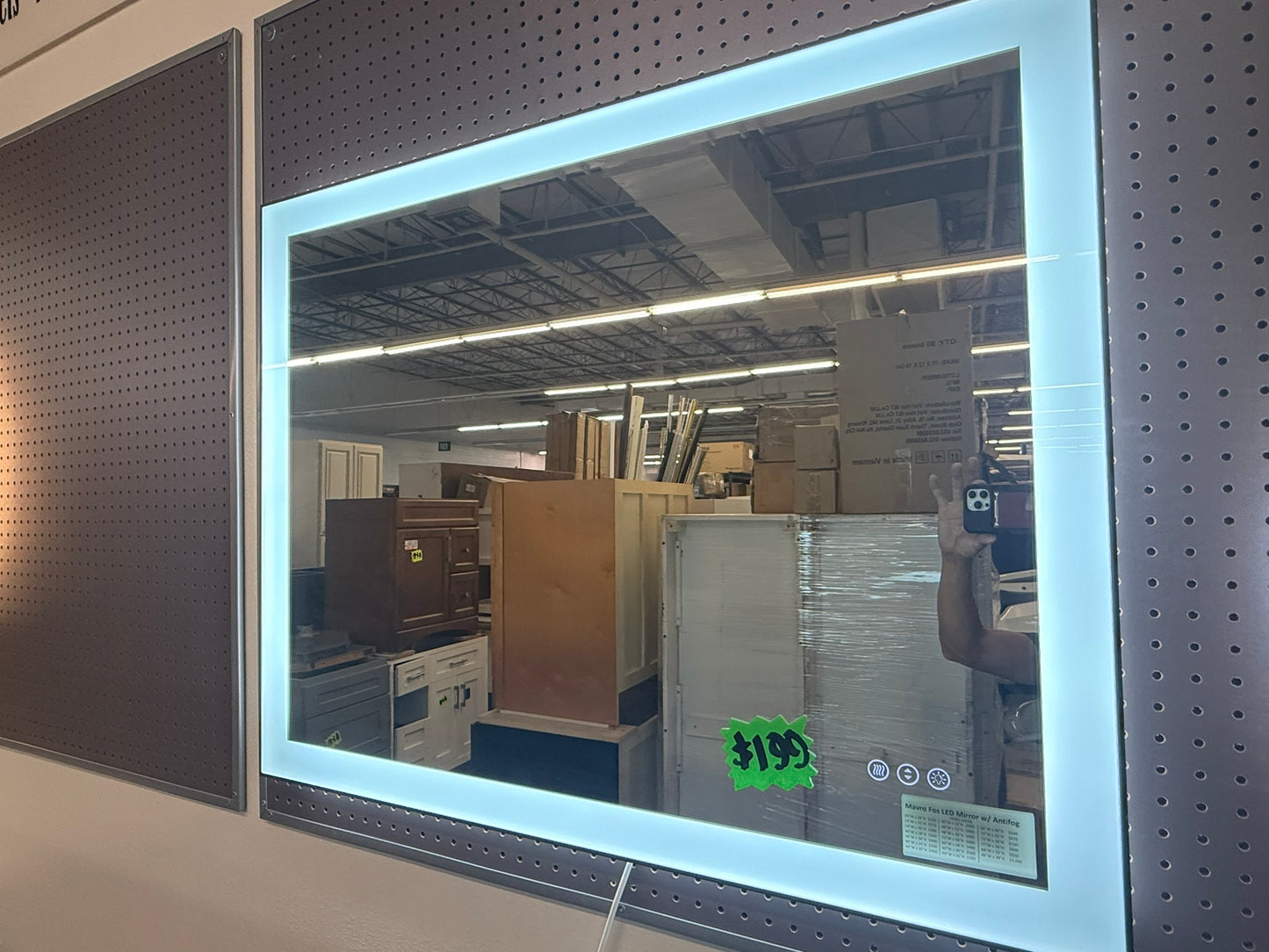 [CLEARANCE] 60x40" Mavro Fos LED Mirror in Black Aluminum Frame with Anti-Fog & 3 LED Temperatures
