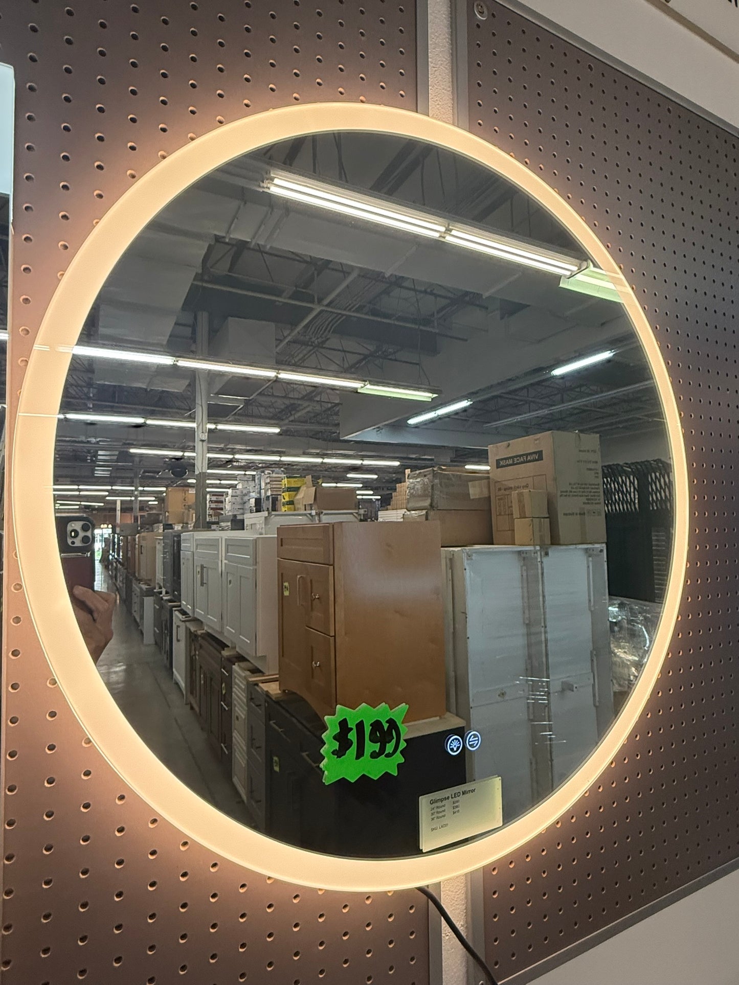 [CLEARANCE] 36" Glimpse Round LED Mirror in Frameless Style with Halo Glow and Anti-Fog Clarity