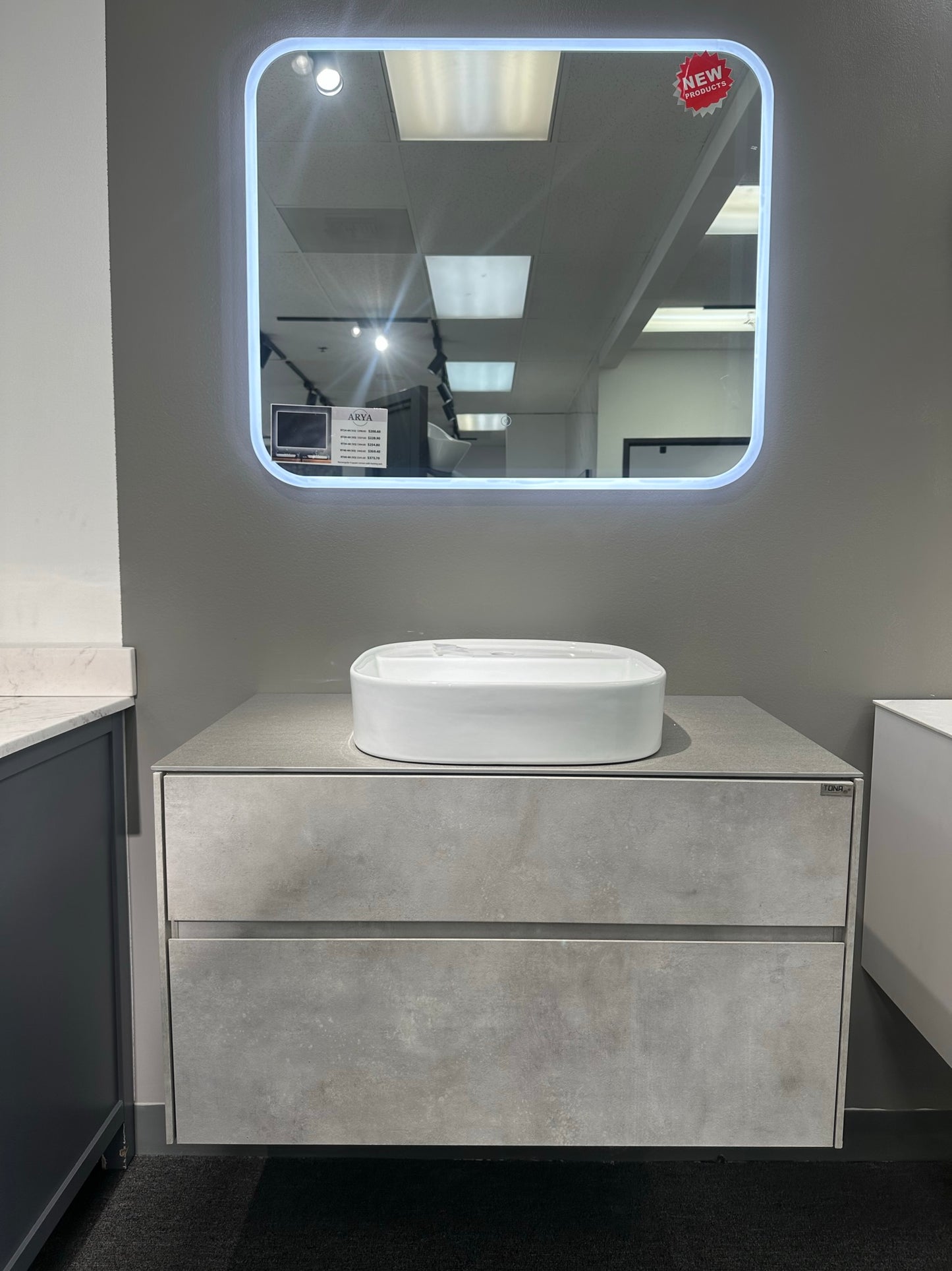 Limestone 48" Wall Mounted Bathroom Vanity with Reinforced Acrylic Sink