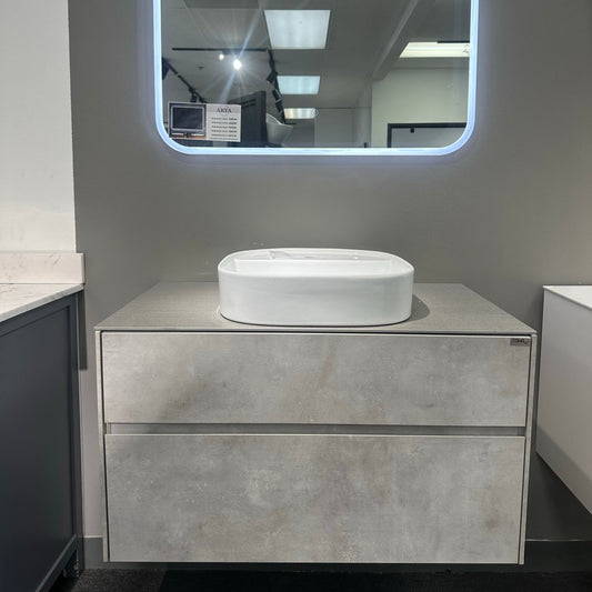 Lamina 48" Wall Mounted Bathroom Vanity with Porcelain Slab Top and Ceramic Vessel Sink