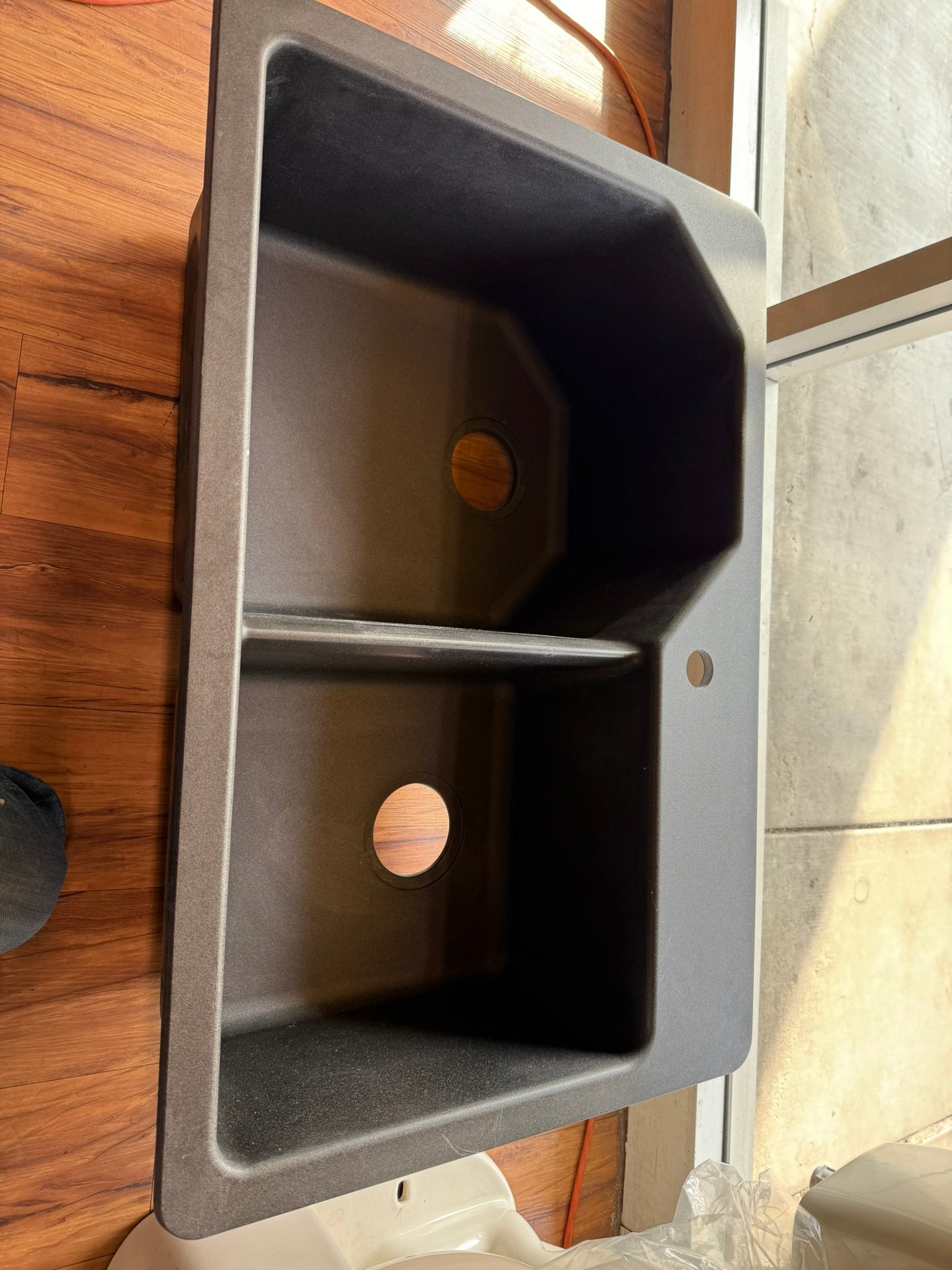 [CLEARANCE] Glacier Bay Dual Mount Granite 33 in. 1-Hole Double Bowl Kitchen Sink in Metallic Black