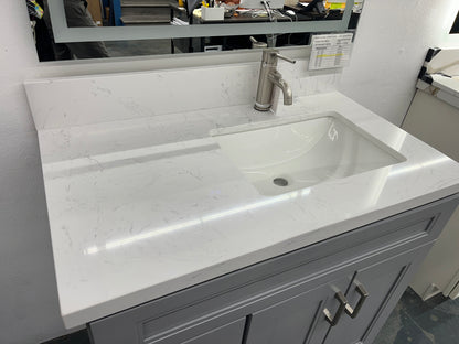 White Carrara Engineered Marble Vanity Top