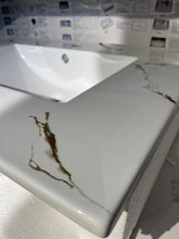 Load image into Gallery viewer, Calacatta Oro Printed Ceramic Integrated Vanity Top
