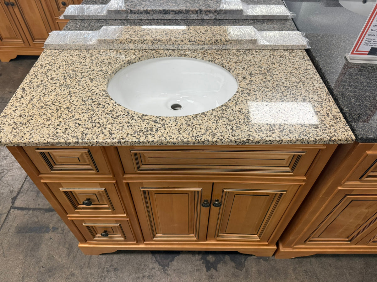 [CLEARANCE] 36 Inch Golden Sand Granite Vanity Countertop with Oval Sink, New in Box