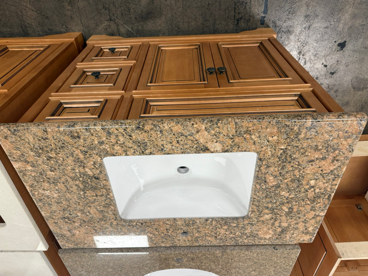 [CLEARANCE] 36 Inch Copper Sand Granite Vanity Countertop with Rectangular Sink, New in Box