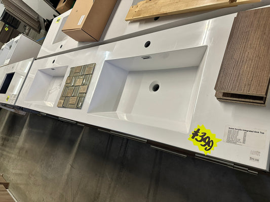 [CLEARANCE] 84" Nobel Acrylic Integrated Double Sink Vanity Top