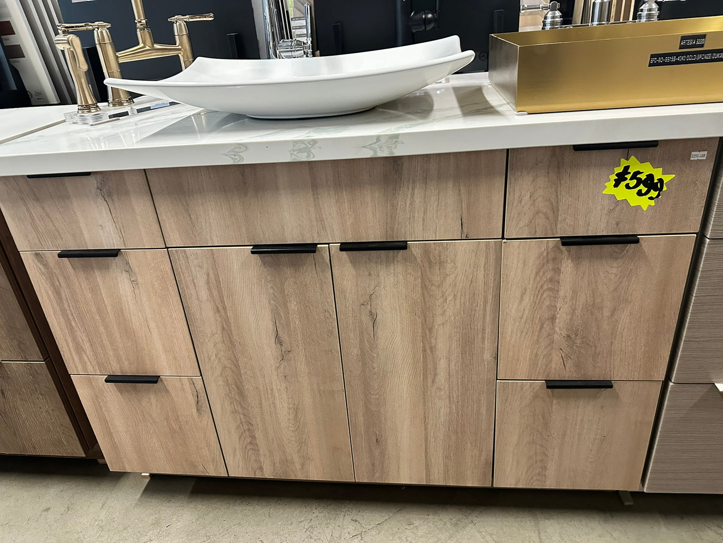 [CLEARANCE] 48" European White Oak Vanity with 6 Drawers [BASE ONLY]