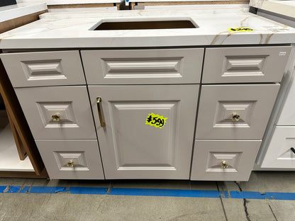 [CLEARANCE] 42" Malibu Ash Taupe Shaker Vanity with 4 drawers [BASE ONLY]