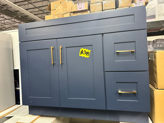 [CLEARANCE] 42" Blue Shaker Vanity Drawer Right [BASE ONLY]
