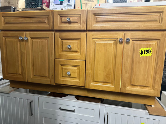 [CLEARANCE] 60" Maple Shaker Double Sink Vanity [BASE ONLY]
