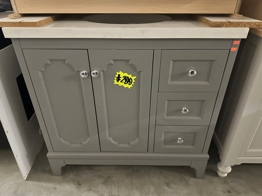 [CLEARANCE] 36" Grey Freestanding Vanity with 3 Drawers [BASE ONLY]