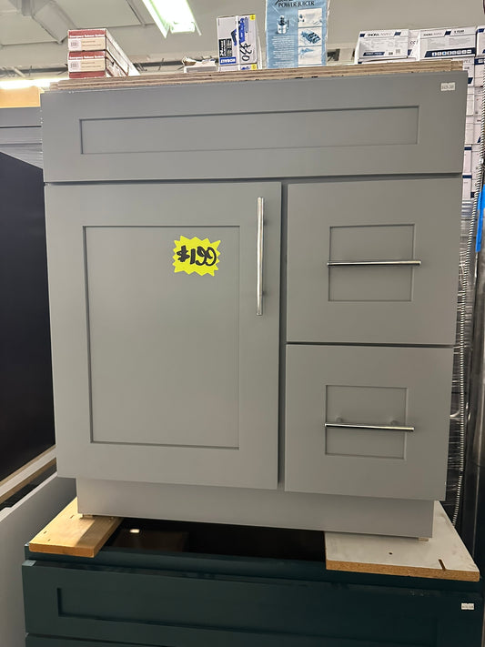 [CLEARANCE] 30" Antique White Shaker Vanity with 2 Drawers [BASE ONLY]