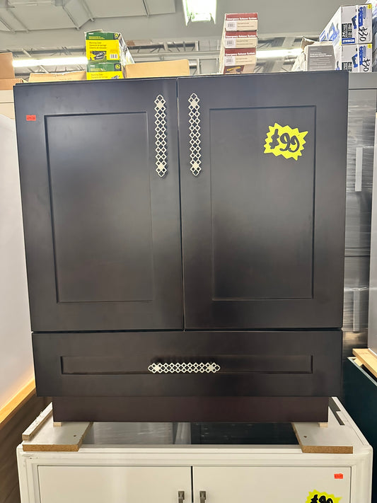 [CLEARANCE] 24" Black Shaker Vanity with One Bottom Drawer [BASE ONLY]