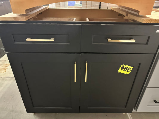 [CLEARANCE] 36" Black Shaker Vanity with 2 Drawers [BASE ONLY]
