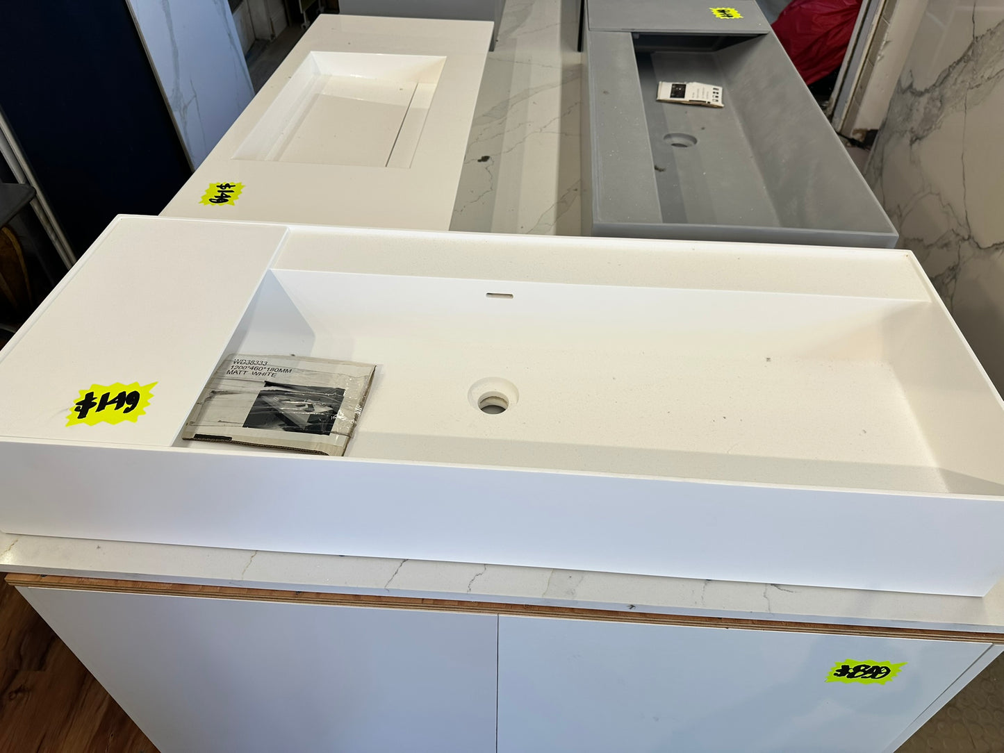[CLEARANCE] 47" x 18" Matte White Bathroom Vessel Sink
