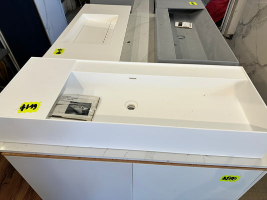 [CLEARANCE] 47" x 18" Matte White Bathroom Vessel Sink