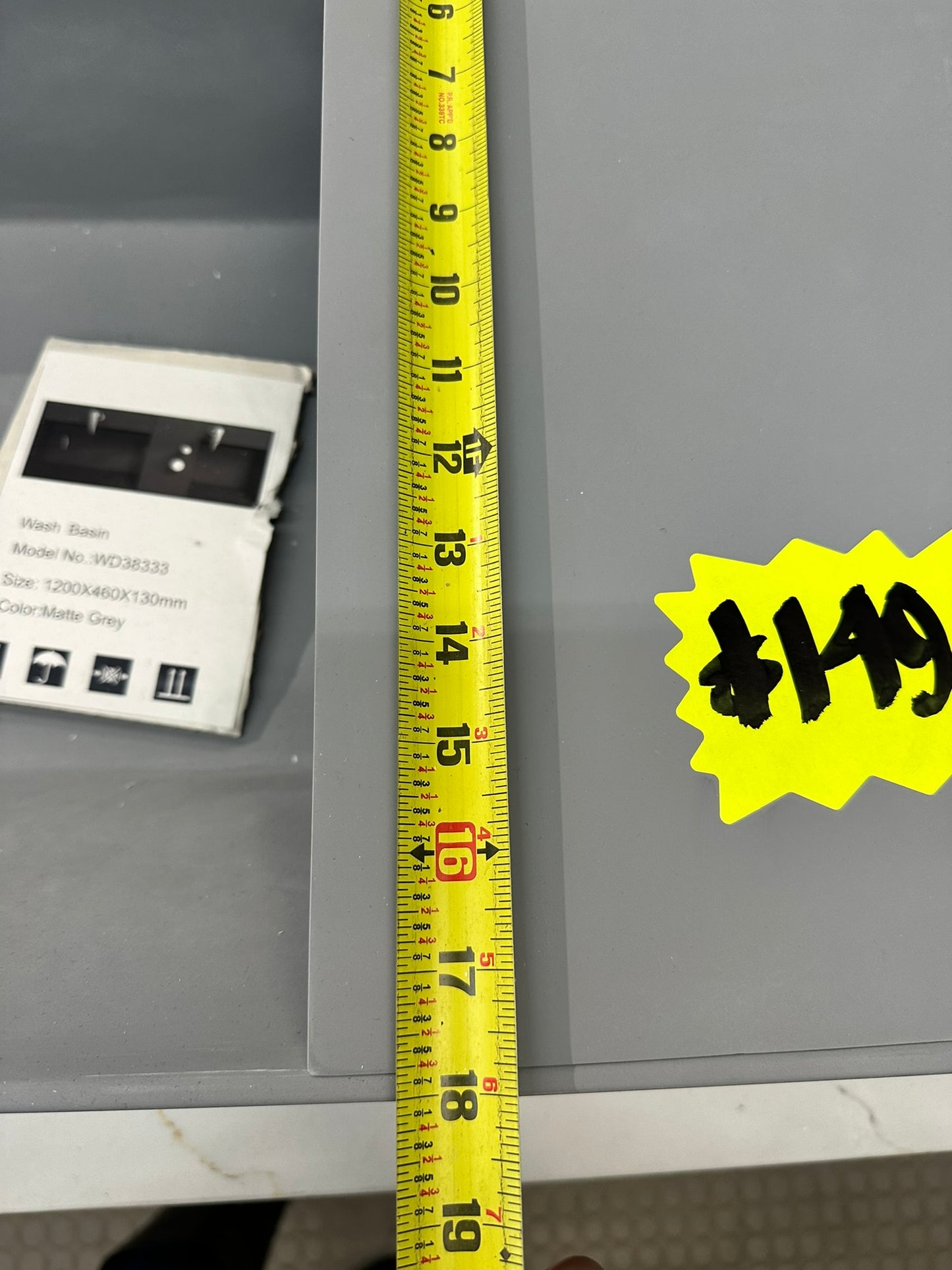 [CLEARANCE] 47" x 18" Matte Grey Bathroom Vessel Sink