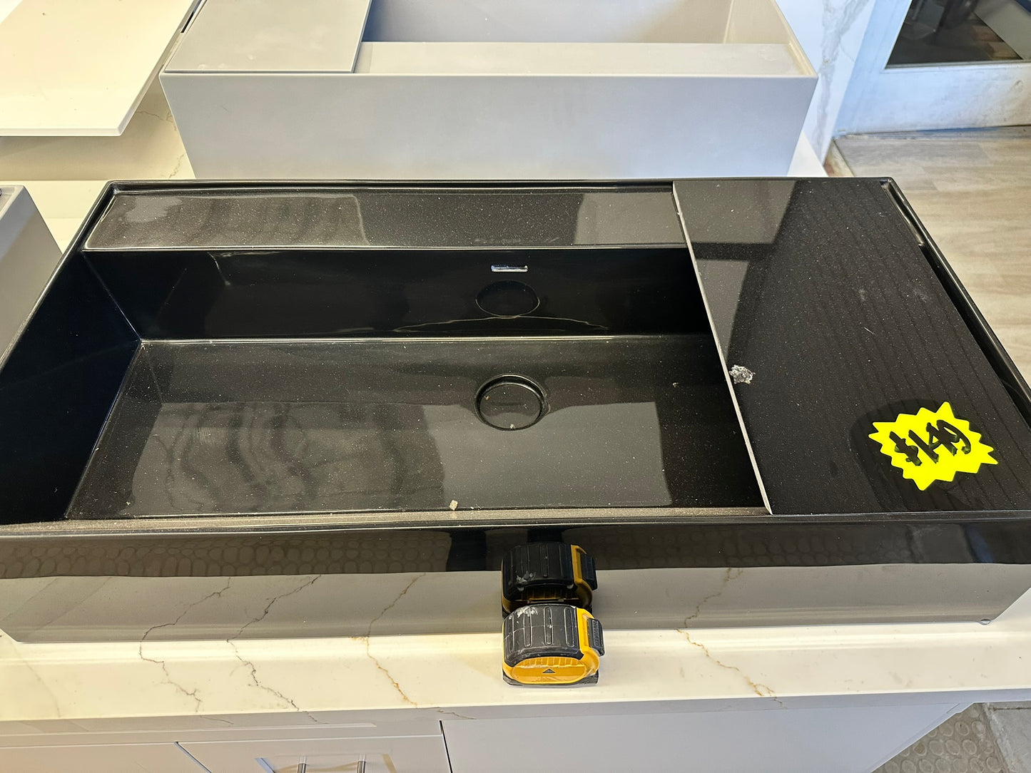 [CLEARANCE] 35" x 18" Black Bathroom Vessel Sink