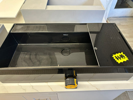 [CLEARANCE] 35" x 18" Black Bathroom Vessel Sink