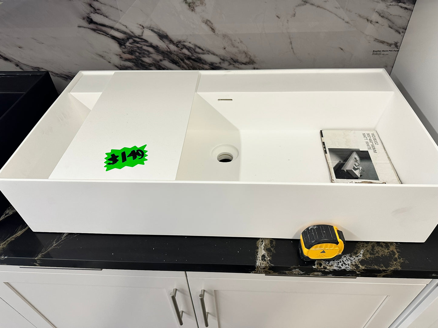 [CLEARANCE] 35" x 18" Matte White Bathroom Vessel Sink