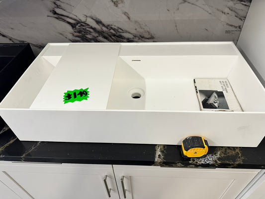 [CLEARANCE] 35" x 18" Matte White Bathroom Vessel Sink