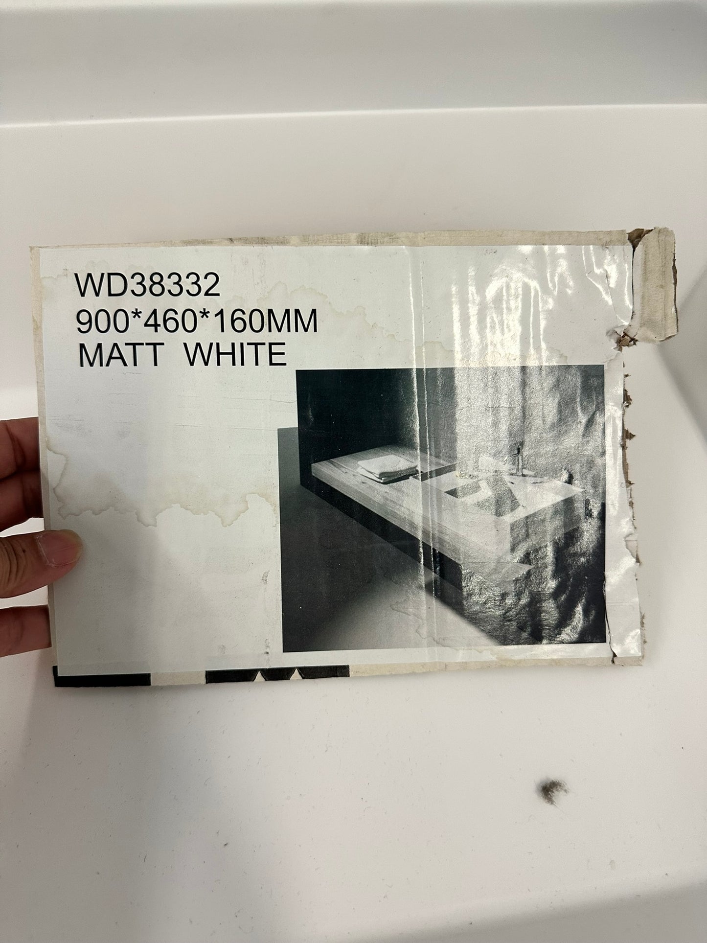 [CLEARANCE] 35" x 18" Matte White Bathroom Vessel Sink
