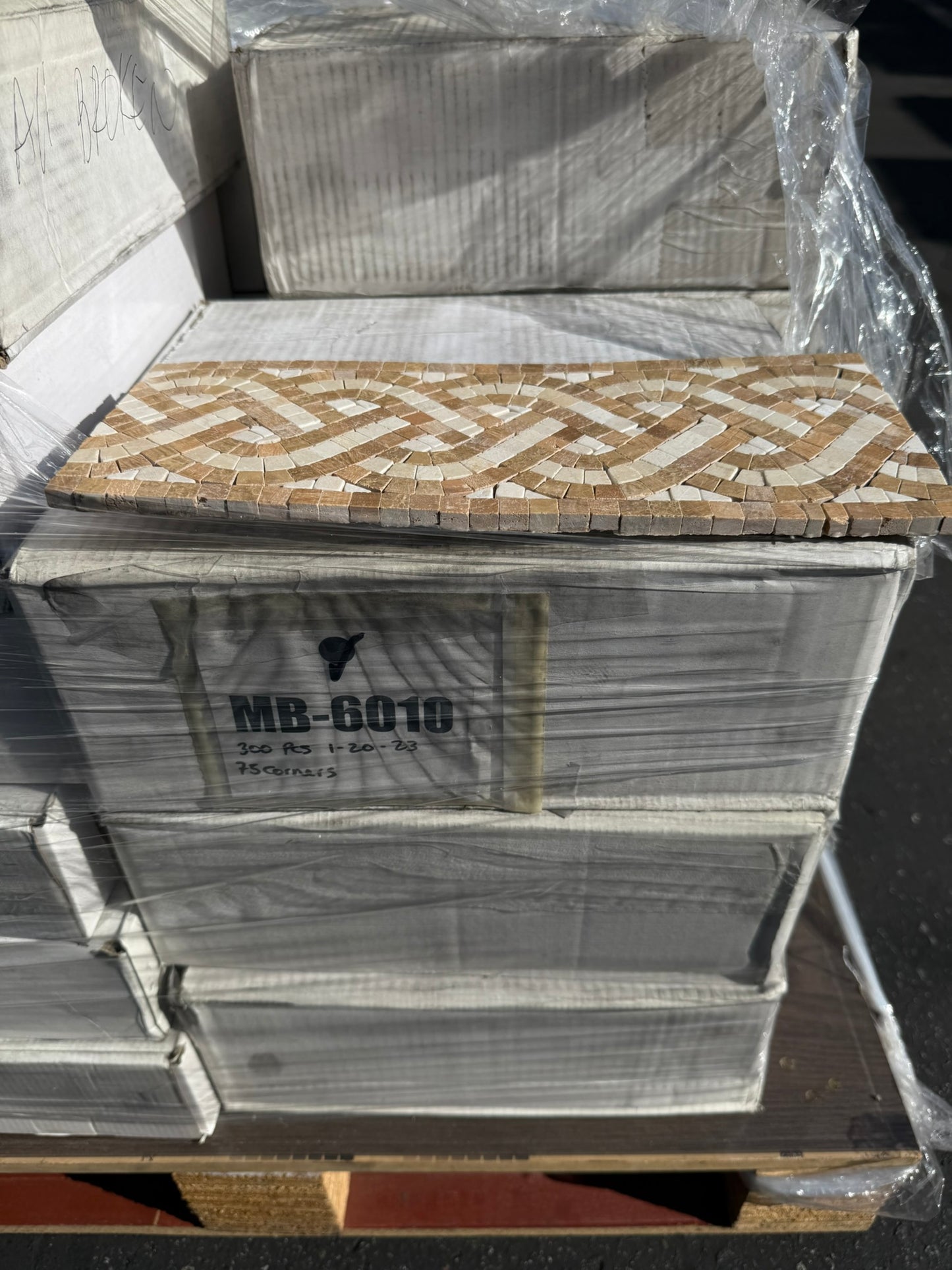 [CLEARANCE] MB-6010 Embraced Marble Mosaic Border Mosaic Tile 13 [$5/Piece]