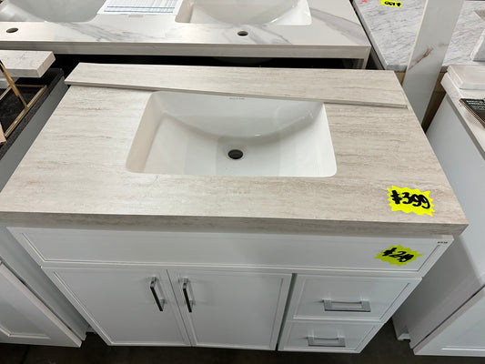 [CLEARANCE] 36"W x 21 7/8"D Sand Brown Quartz Vanity Top