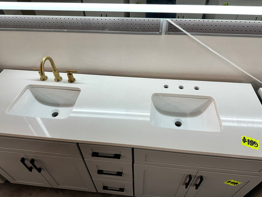 [CLEARANCE] 72"W x 22"D Pure White Quartz Vanity Top