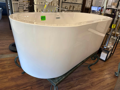 [CLEARANCE] WOODBRIDGE 66-1/2" x 31-7/8" Whirlpool Water Jetted and Air Bubble Freestanding Heated Soaking Combination Bathtub with Tub Filler, BJ200+F0041CH
