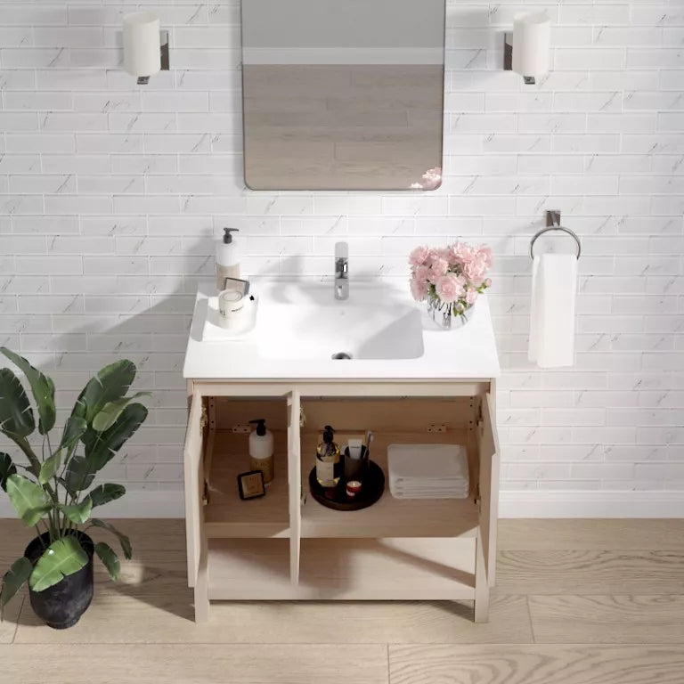 Rina 36" Freestanding Bathroom Vanity with Porcelain Integrated Sink Top