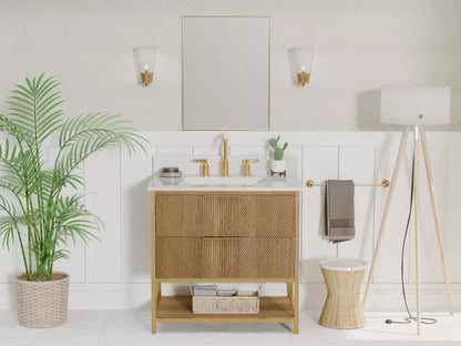 Elmstead 30" Freestanding Bathroom Vanity with Pure White Quartz Top and Vitreous China Undermount Sink