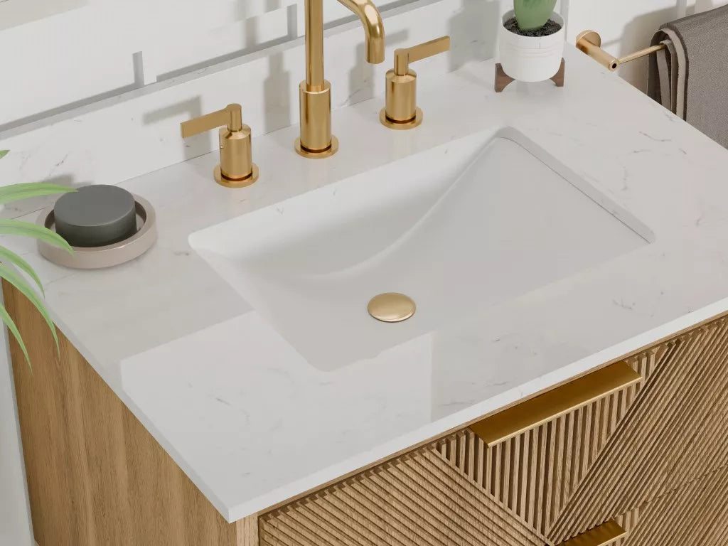 Elmstead 30" Freestanding Bathroom Vanity with Pure White Quartz Top and Vitreous China Undermount Sink