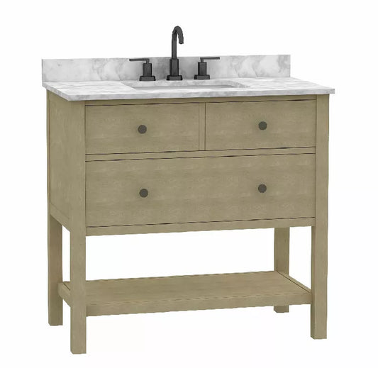 Lorenzo 36" Freestanding Bathroom Vanity with Engineered Stone Top and Vitreous China Undermount Sink