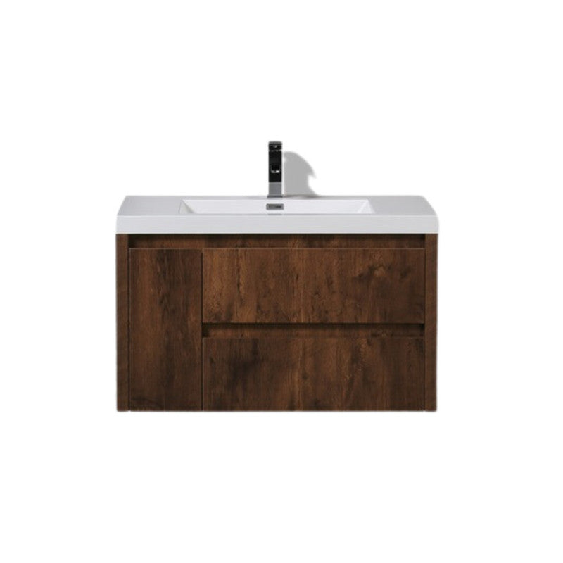 Jade 36" Wall Mounted Bathroom Vanity with Reinforced Acrylic Integrated Sink Top
