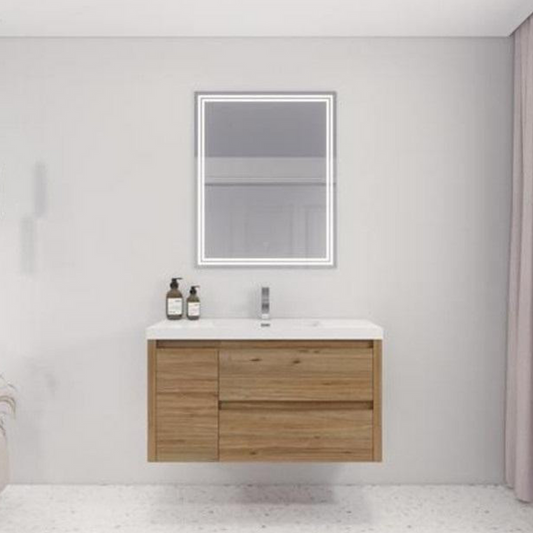 Jade 42" Wall Mounted Bathroom Vanity with Reinforced Acrylic Integrated Sink Top