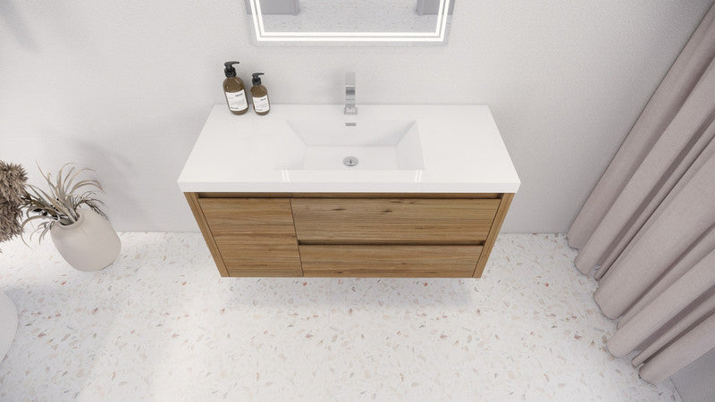 Jade 48" Wall Mounted Bathroom Vanity with Single Reinforced Acrylic Sink