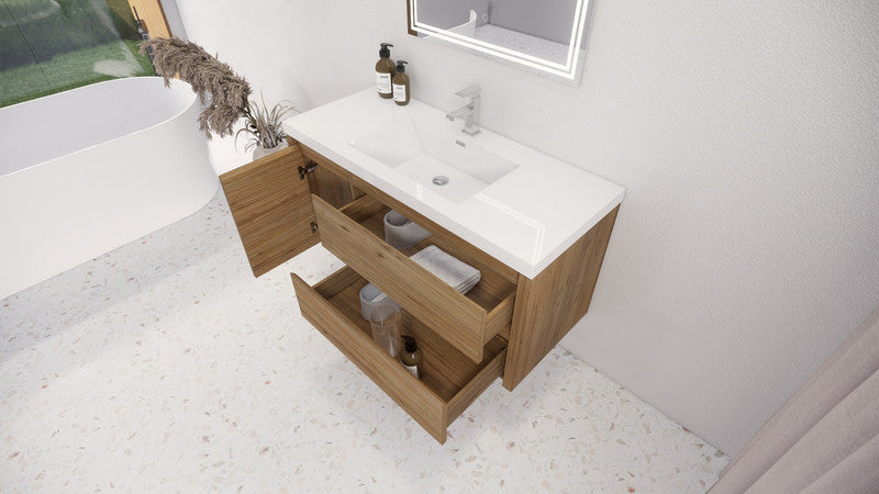 Jade 48" Wall Mounted Bathroom Vanity with Single Reinforced Acrylic Sink