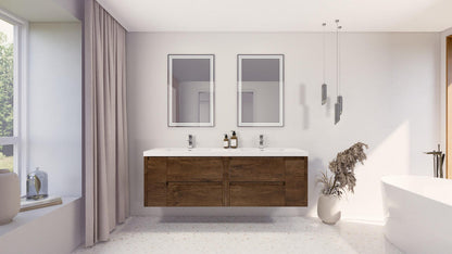 Jade 72" Wall Mounted Bathroom Vanity with Reinforced Acrylic Sink Top