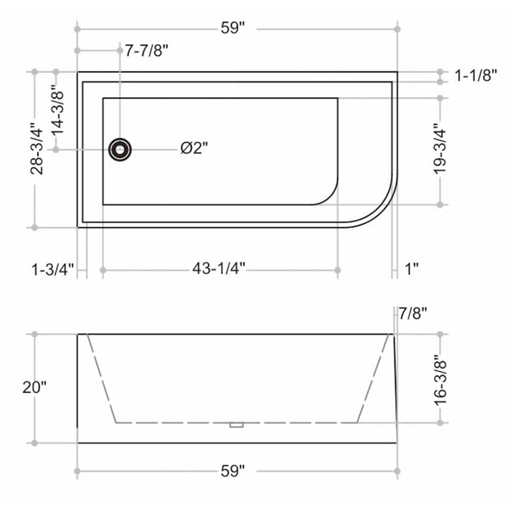 Misty Freestanding Corner Bathtub