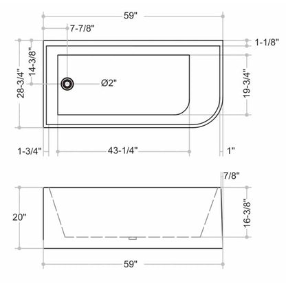 Misty Freestanding Corner Bathtub