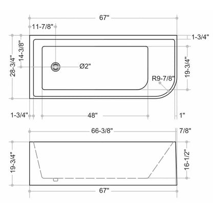 Misty Freestanding Corner Bathtub