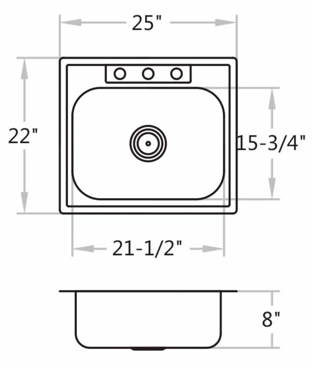 Michael 25" Top Mount Stainless Steel Kitchen Sink