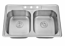 Load image into Gallery viewer, Lambert 34&quot;W Top-Mount Stainless Steel Double Kitchen Sink
