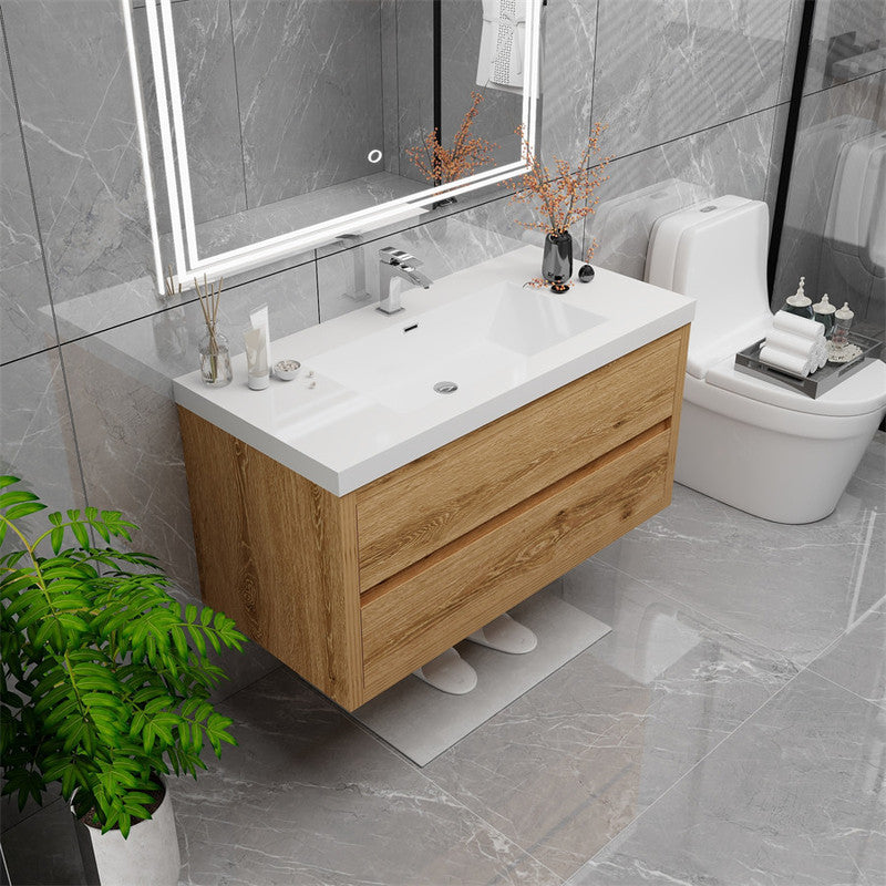 Louis 42" Wall Mounted Bathroom Vanity with Acrylic Integrated Sink Top