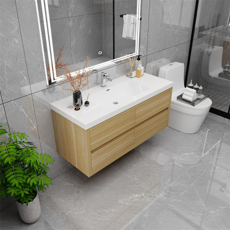 Louis 48" Wall Mounted Bathroom Vanity with Acrylic Integrated Sink Top