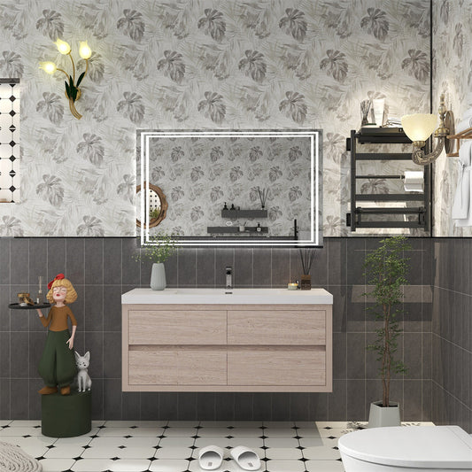 Louis 48" Wall Mounted Bathroom Vanity with Reinforced Acrylic Integrated Sink Top